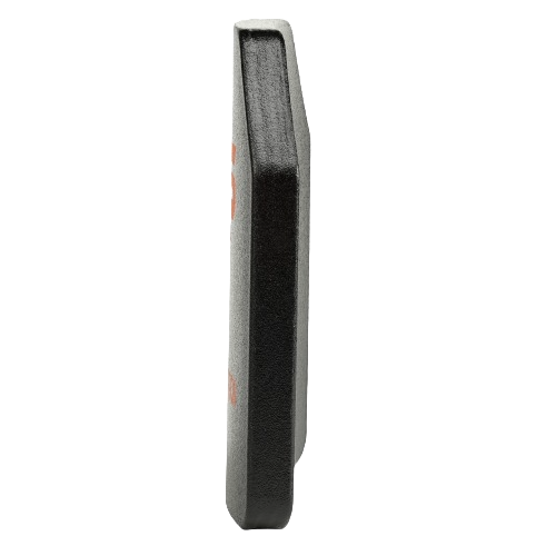 The side of a level four shooter cut ceramic body armor plate from RTS Tactical.