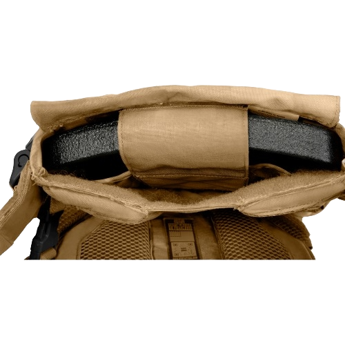 A hard armor plate placed inside of the OPSEC Advanced Quick Release Plate Carrier.