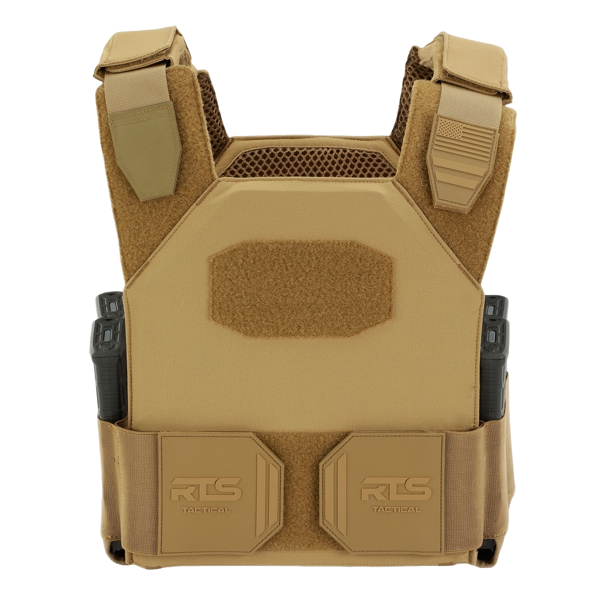The front of the 10x12 RTS Tactical Advanced Sleek 2.0 Plate Carrier in Coyote Brown.