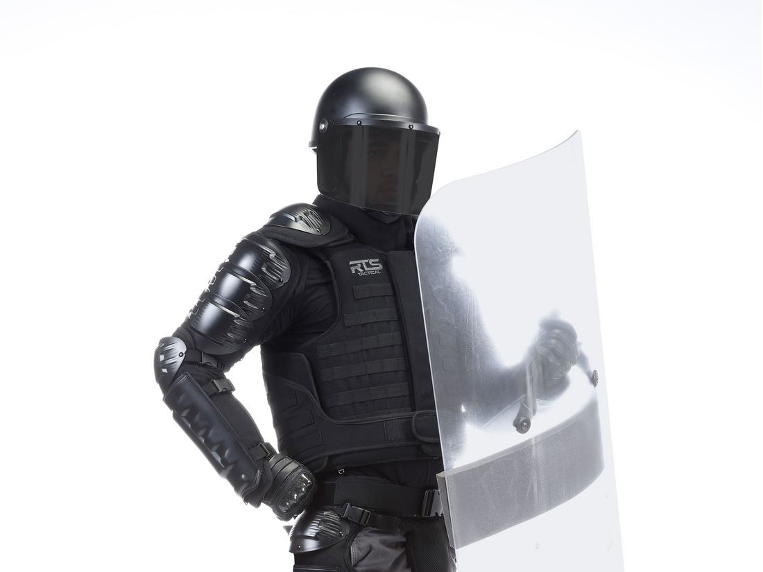 RTS Tactical ballistic shield, plate carrier vest