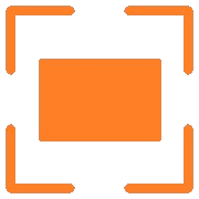 An icon of an orange box in the center of a square.