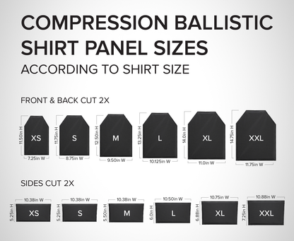 Size chart for Ballistic Panels