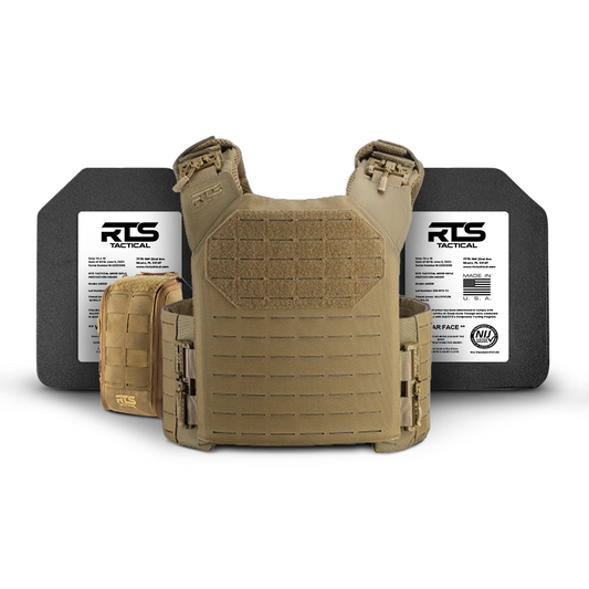 The Be Fearless Body Armor Bundle with a Coyote tan plate carrier.