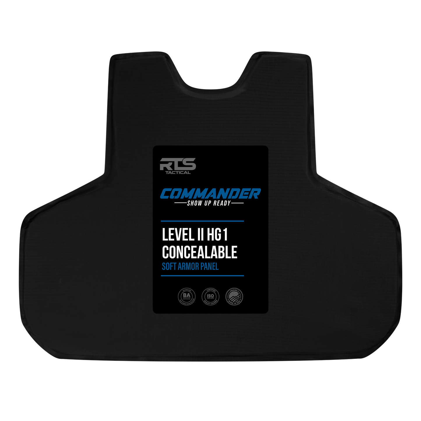 Black Commander Level II HG1 Concealable Soft Armor Panel tactical armor panel.