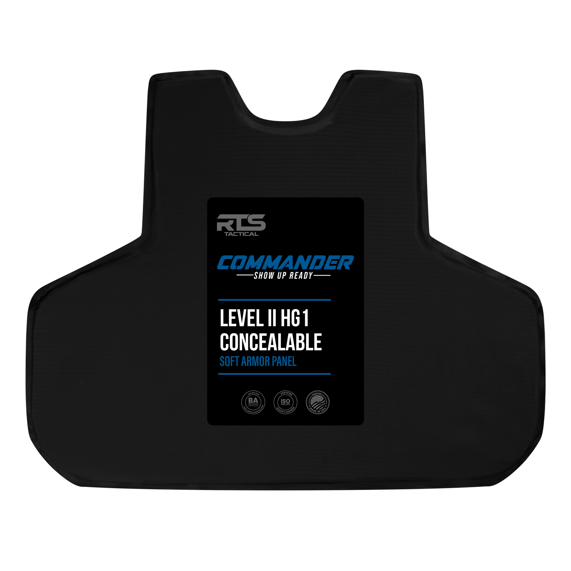 Black Commander Level II HG1 Concealable Soft Armor Panel tactical armor panel.