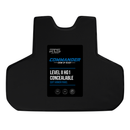 Black Commander Level II HG1 Concealable Soft Armor Panel tactical armor panel.