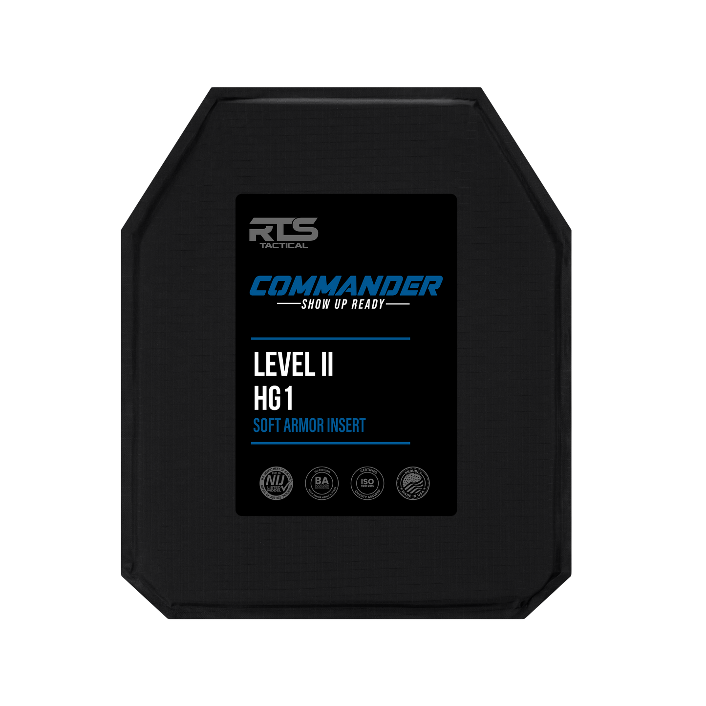 RTS Tactical Commander Soft Armor NIJ 0101.06 HG1 (Level II) Insert - 11 X 14