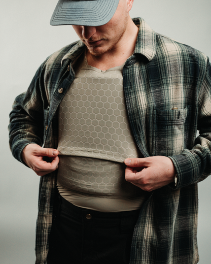 man showing the stretch fetcher of the body amor Compression Shirt