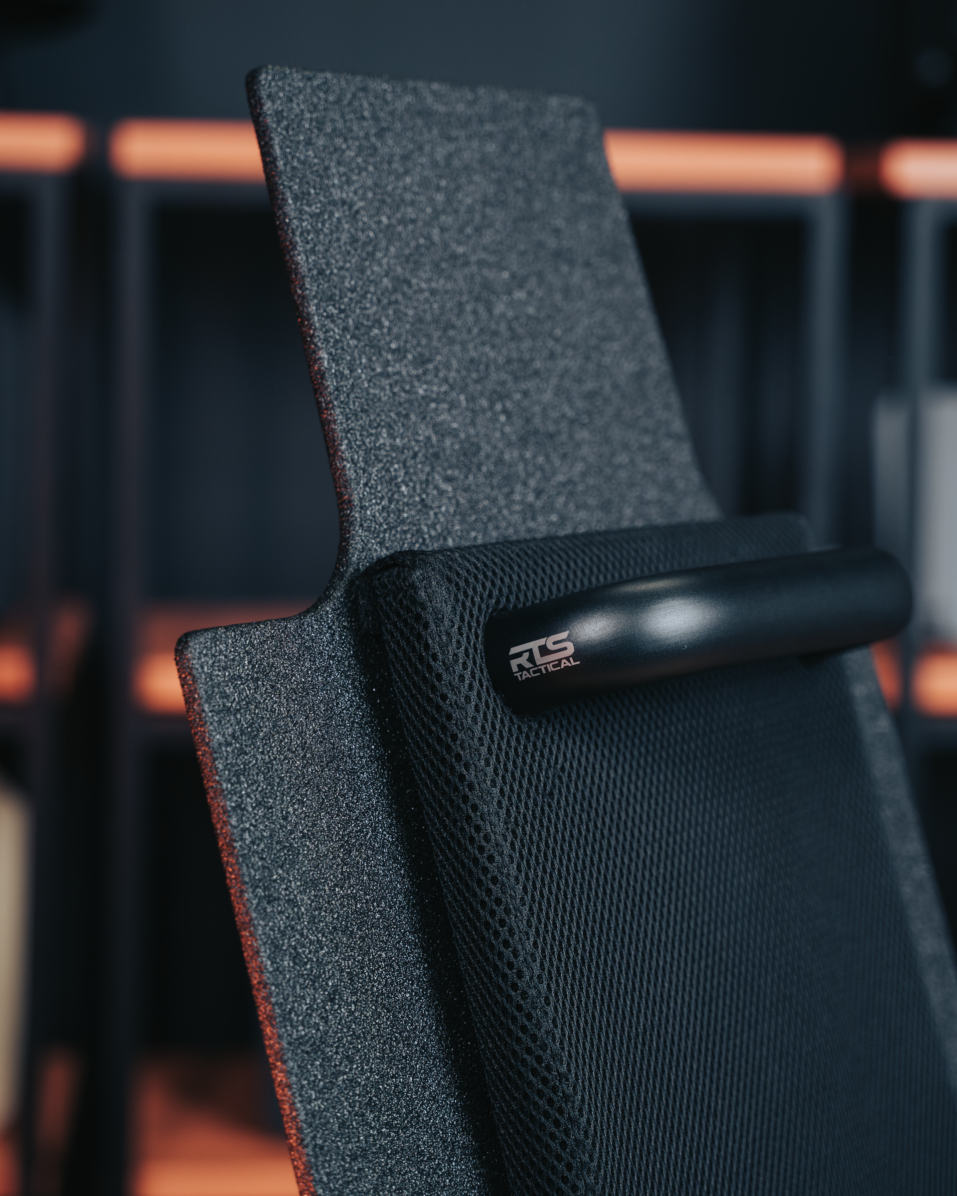 The protective padding on the back side of the mini ballistic shield from RTS Tactical.