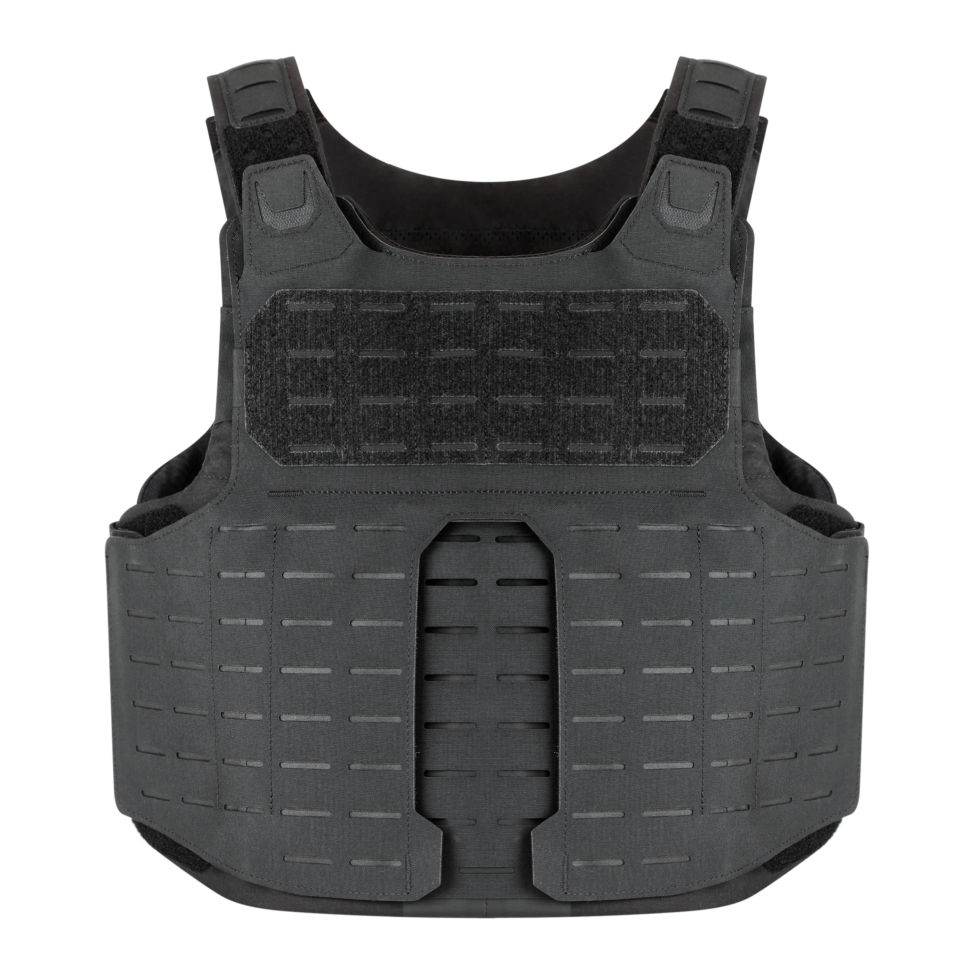 The front of the RTS Tactical Slim Tac Special Operations Ballistic Vest in black.