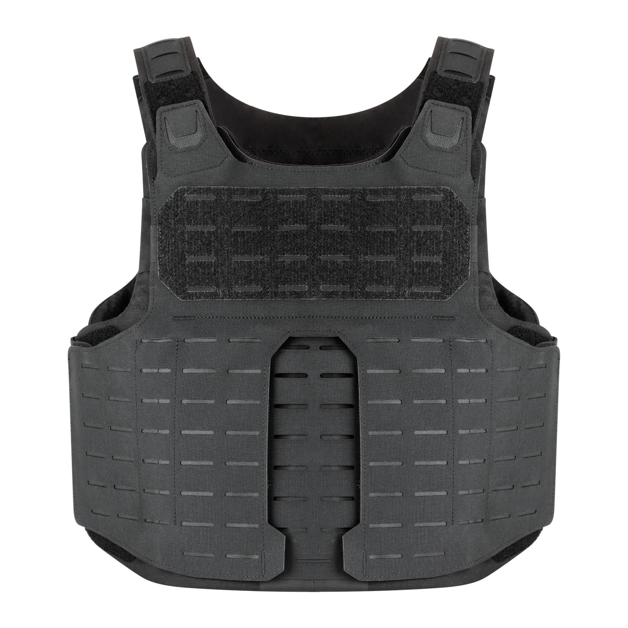 The front of the RTS Tactical Slim Tac Special Operations Ballistic Vest in black.