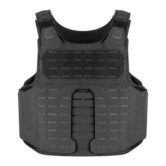 The front of the RTS Tactical Slim Tac Special Operations Ballistic Vest in black.