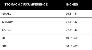 The HST Quick Release Plate Carrier sizing chart.