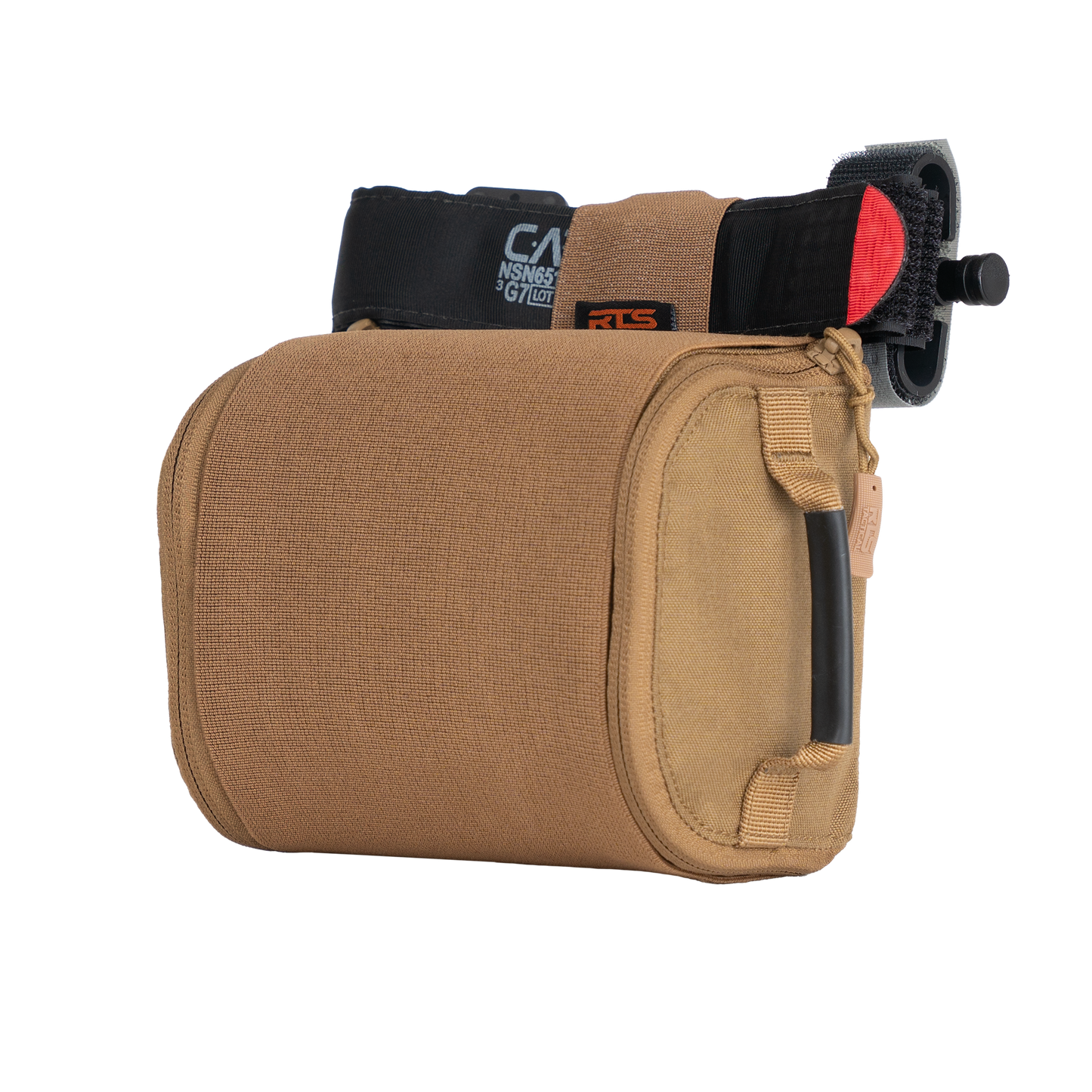 The front of the RTS Tactical Rapid Deploy IFAK in the color Coyote brown.