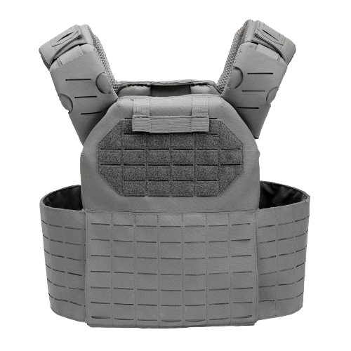 A Wolf Gray quick release buckle plate carrier from RTS Tactical.