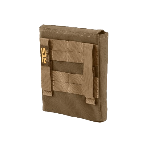 The back side of the RTS Tactical ceramic side pouch in Coyote Brown.