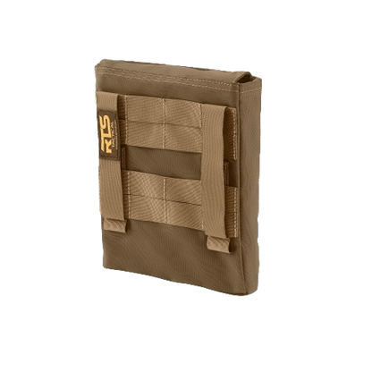 The back side of the RTS Tactical ceramic side pouch in Coyote Brown.