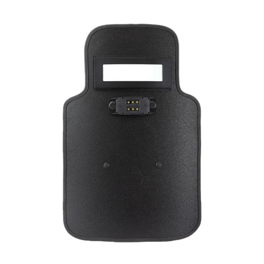 The RTS Tactical Active Shooter SWAT Ballistic Shield with Foxfury LED lights on the front.