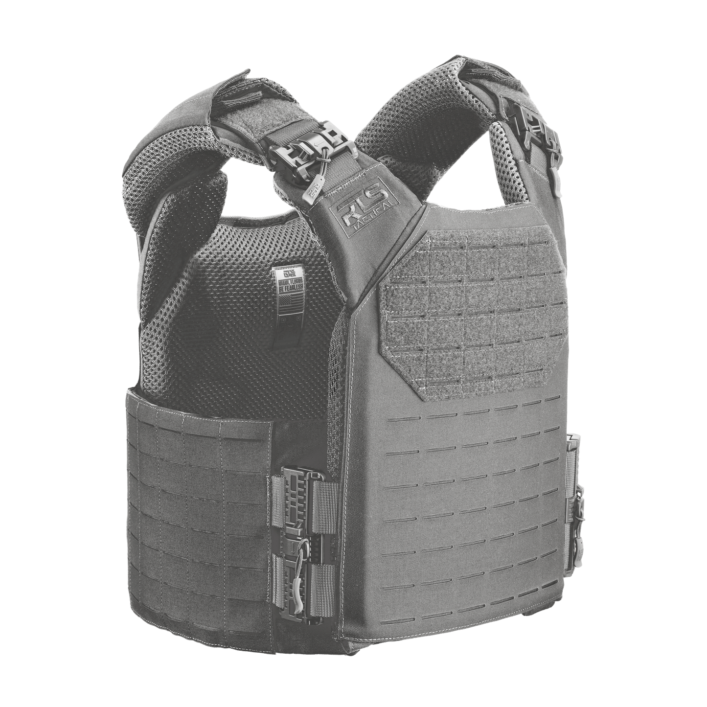 The Wolf Gray HST Quick Release Plate Carrier with breathable mesh for comfortable wear.