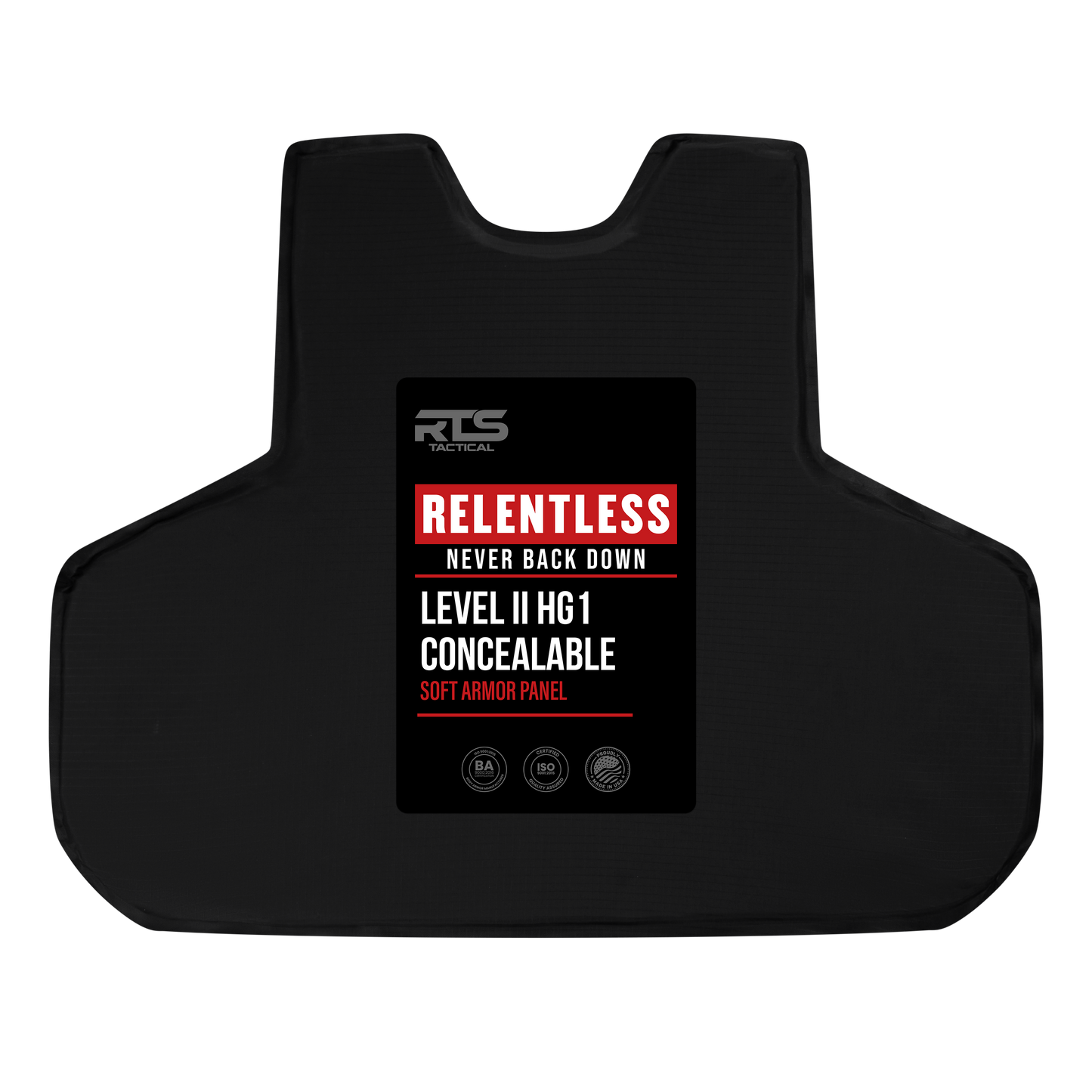 RTS Tactical Relentless HG1 (Level II) Concealable Soft Armor Panels