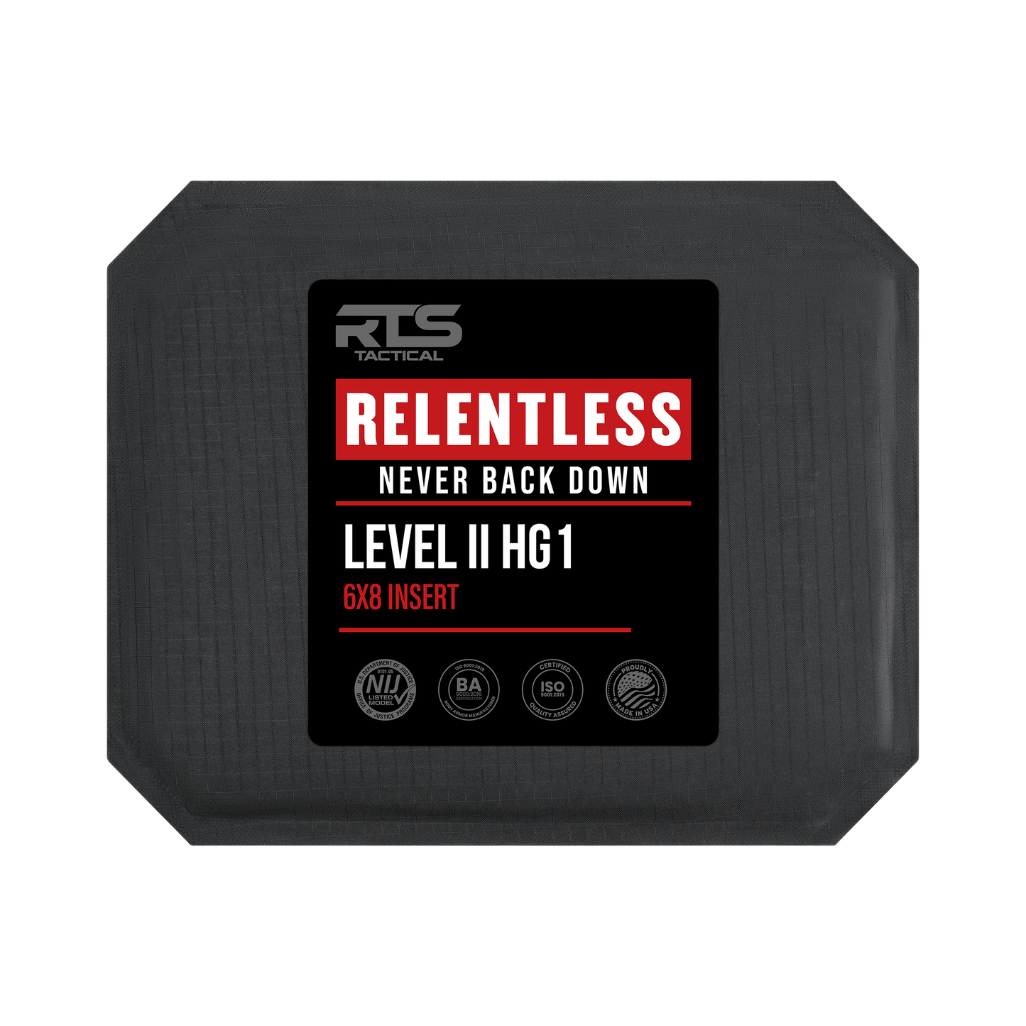 RTS Tactical Relentless Soft Armor NIJ 0101.06 Level II HG1 Insert - 6 X 8