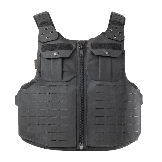 The front of the RTS Tactical Uniform Plate Vest Carrier in the color black.