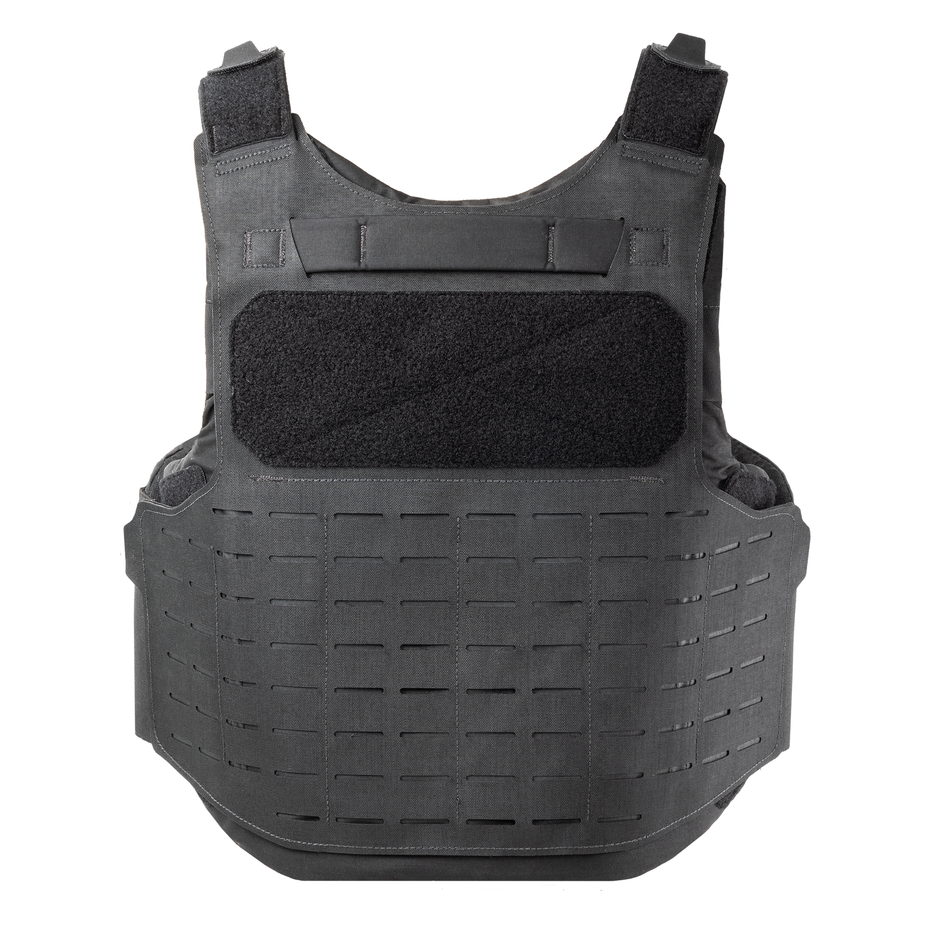 The back of the RTS Tactical Uniform Plate Vest Carrier in the color black.