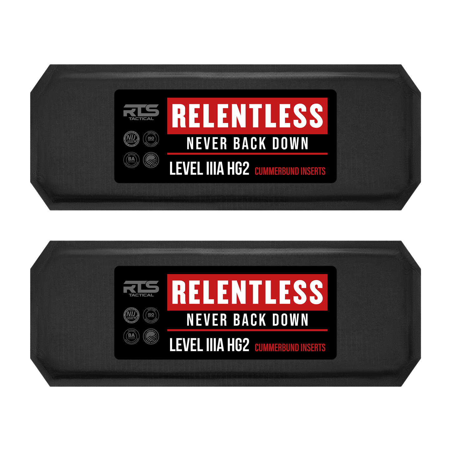 RTS Tactical Relentless Soft Armor NIJ 0101.06 HG2 (Level IIIA) Cummerbund Inserts