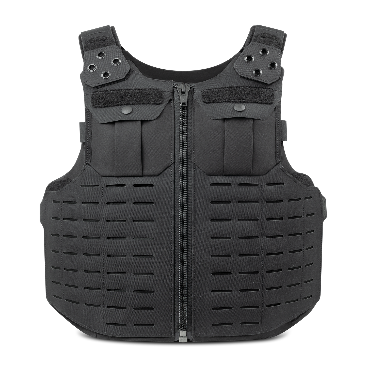 The front of the RTS Tactical Uniform Plate Vest Carrier in the color black. 