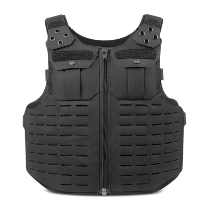 The front of the RTS Tactical Uniform Plate Vest Carrier in the color black. 