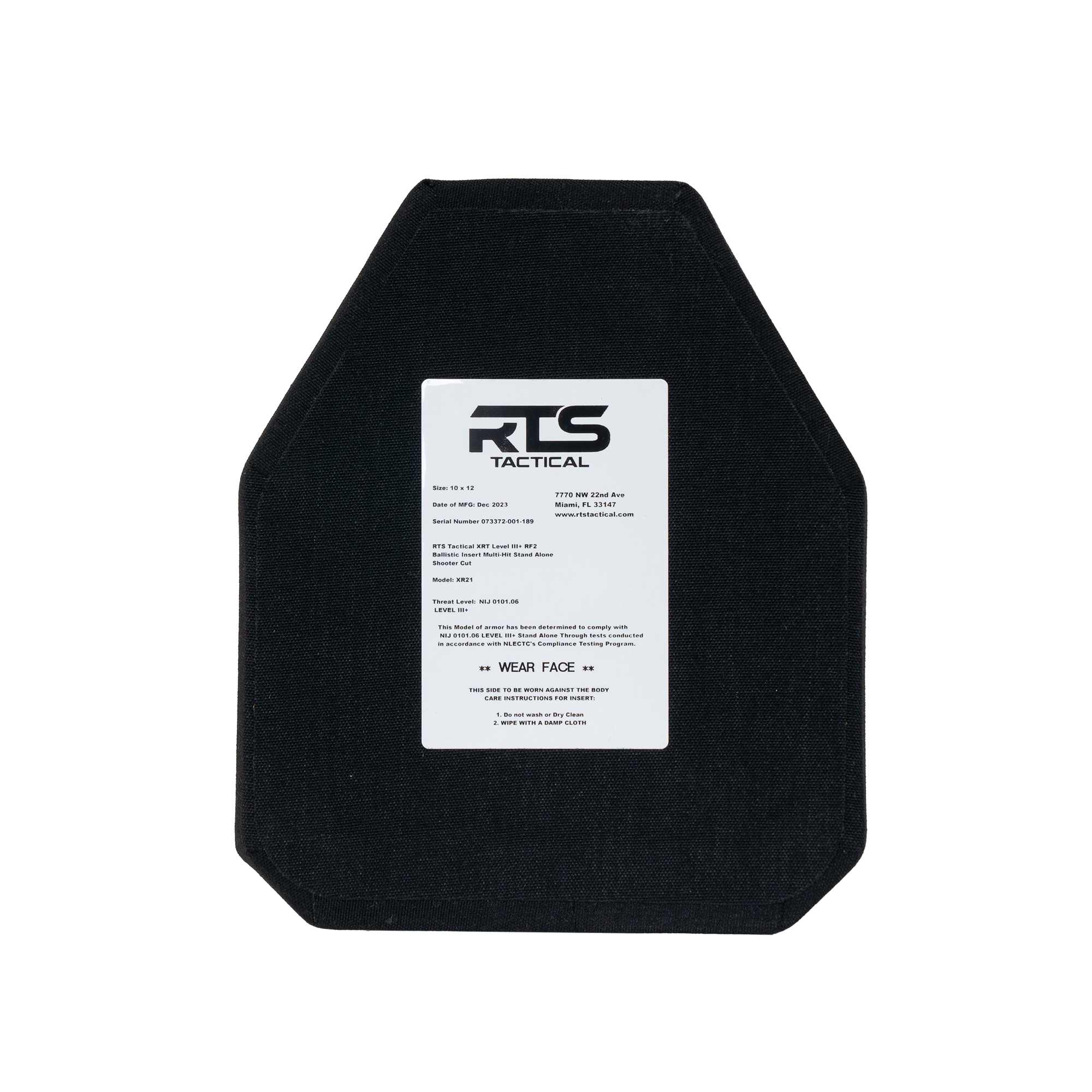 RTS Tactical XR21 Level III+ Multi-Hit Stand Alone Ballistic Plate