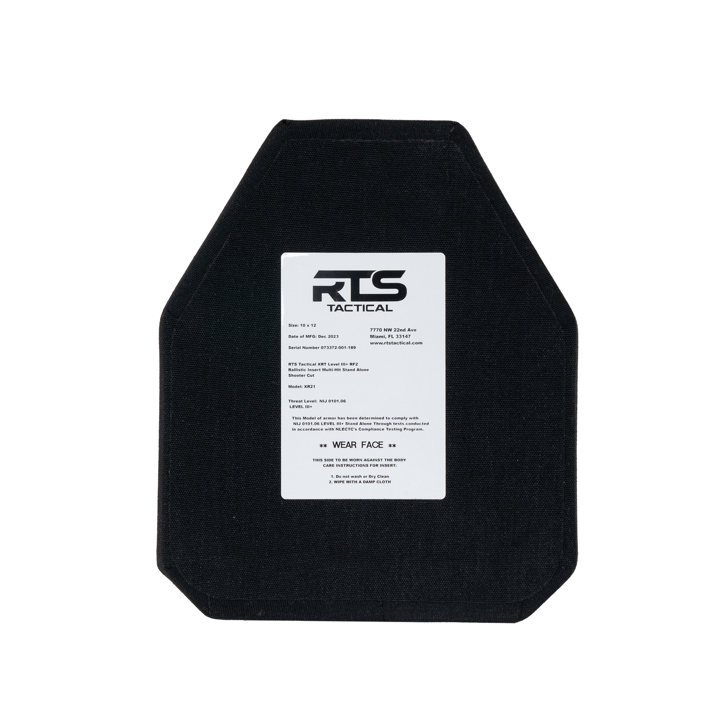 RTS Tactical XR21 Level III+ Multi-Hit Stand Alone Ballistic Plate